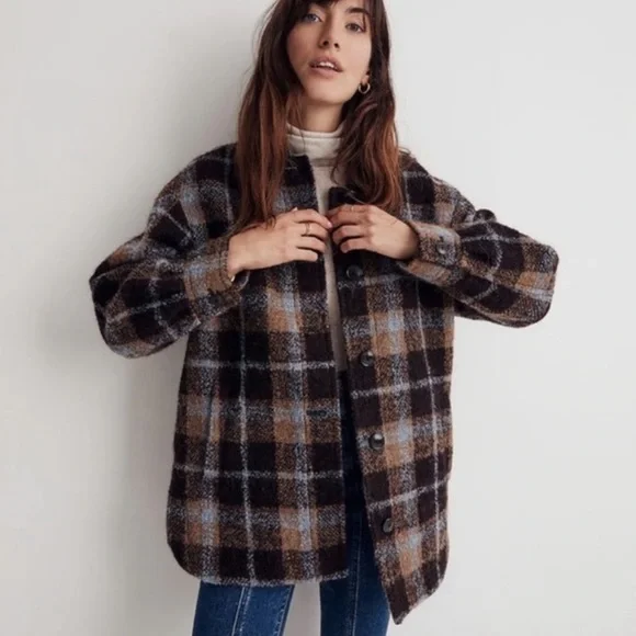 Madewell Wool Plaid Oversized Jacket